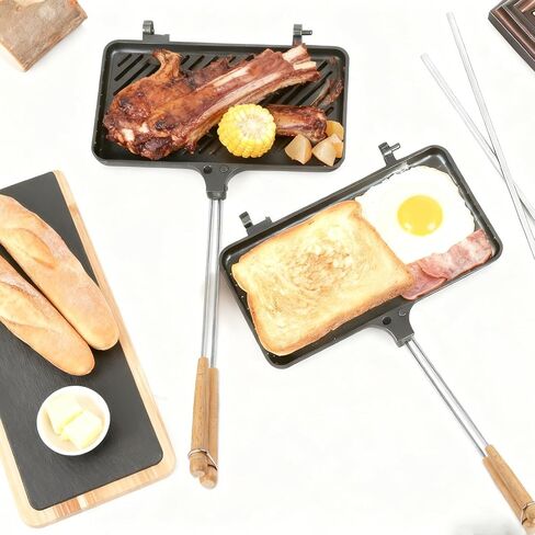 Cast Iron Sandwich Maker, Campfire Cooking Equipment, Pie Maker, Pie Iron Suitable for Outdoor/Camping/Kitchen/Baking Sandwiches in Saudi Arabia