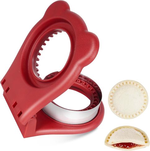 Sandwich Cutter and Sealer for PB&J, Round Crustless Kitchen Tool, Kids Lunch Snacks Maker for Biscuit, Cookie-Dough, Red,3.2inch in Saudi Arabia