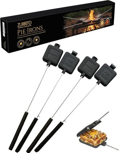 4x Campfire Pie Iron (28inches Long) Bundle Set, Cast Iron Pie Pan, Mountain Pie Maker, Cast Iron Sandwich Maker, Pie Iron for Camping, Campfire Sandwich Maker in Kuwait