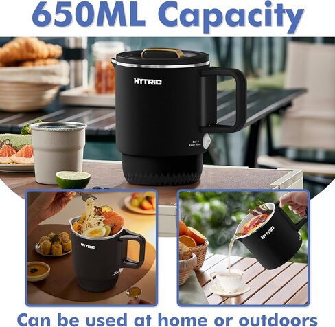 HYTRIC Travel Electric Kettle, 650ML Stainless Steel Foldable Kettle | Collapsible & Foldable, Dual Power, Auto-Shutoff & Boil-Dry Protect, Portable for Travel, Hotel, Office & Dorm, Easy to Store in Saudi Arabia