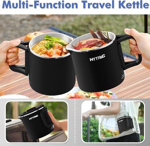 HYTRIC Travel Electric Kettle, 650ML Stainless Steel Foldable Kettle | Collapsible & Foldable, Dual Power, Auto-Shutoff & Boil-Dry Protect, Portable for Travel, Hotel, Office & Dorm, Easy to Store in Saudi Arabia
