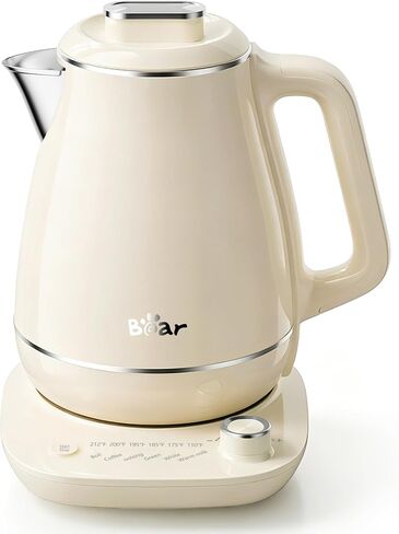 Bear Electric Kettle, 1.5L 304 Stainless Steel Water Boiler, 1500W Fast Boiling Tea Kettle with Double Wall Cool Touch, Auto Shut-Off & Boil-Dry Protection, BPA-Free, Cream in Saudi Arabia