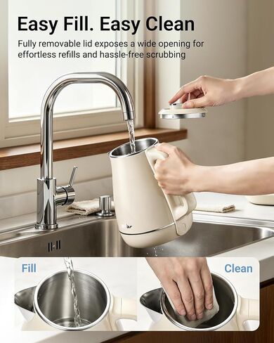 Bear Electric Kettle, 1.5L 304 Stainless Steel Water Boiler, 1500W Fast Boiling Tea Kettle with Double Wall Cool Touch, Auto Shut-Off & Boil-Dry Protection, BPA-Free, Cream in Saudi Arabia