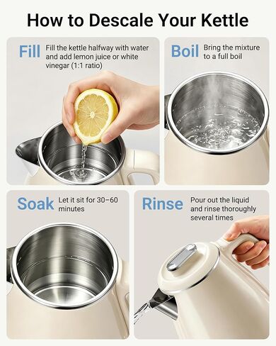 Bear Electric Kettle, 1.5L 304 Stainless Steel Water Boiler, 1500W Fast Boiling Tea Kettle with Double Wall Cool Touch, Auto Shut-Off & Boil-Dry Protection, BPA-Free, Cream in Saudi Arabia