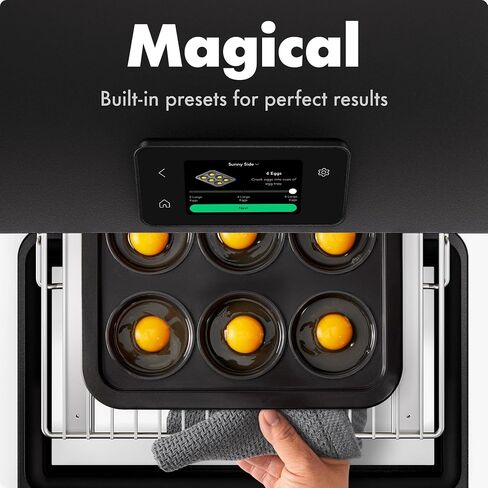 مجموعة مقلاة الهواء الذكية من تشيف iQ MiniOven، فرن حراري 11 في 1، خبز، شويل، قلي الهواء، شواء، تجفيف، 1750 وات، سعة 25 كيو تي، طهي سريع مع عناصر تحكم تعمل باللمس - أسود in Kuwait