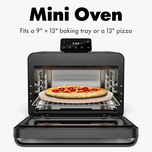 مجموعة مقلاة الهواء الذكية من تشيف iQ MiniOven، فرن حراري 11 في 1، خبز، شويل، قلي الهواء، شواء، تجفيف، 1750 وات، سعة 25 كيو تي، طهي سريع مع عناصر تحكم تعمل باللمس - أسود in Kuwait