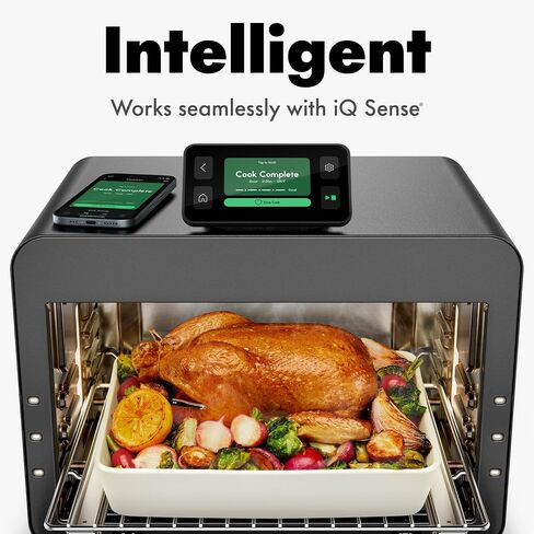 مجموعة مقلاة الهواء الذكية من تشيف iQ MiniOven، فرن حراري 11 في 1، خبز، شويل، قلي الهواء، شواء، تجفيف، 1750 وات، سعة 25 كيو تي، طهي سريع مع عناصر تحكم تعمل باللمس - أسود in Kuwait