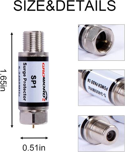 4 Pcs Coaxial Surge Lightning Protector/Surge Suppressor -for Protector Satellite in-Line, Cable Box, Distribution Amplifier - 75 ohm 5-2400Mhz Home Cable TV Lightning Arrestor in Saudi Arabia