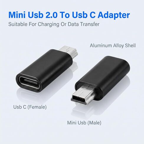 Mini USB to USB C, Adapter Converter Cord Connector Dongle, 5Pcs in Saudi Arabia