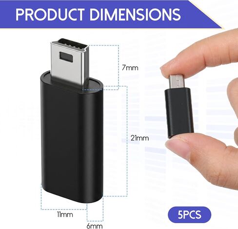 Mini USB to USB C, Adapter Converter Cord Connector Dongle, 5Pcs in Saudi Arabia