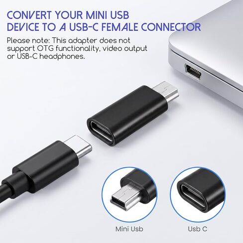 Mini USB to USB C, Adapter Converter Cord Connector Dongle, 5Pcs in Saudi Arabia