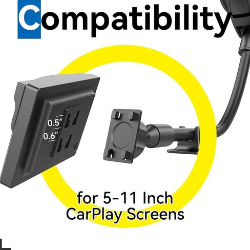 300mm Long Arm Car Mount for Portable CarPlay Screens, Adjustable Angles, Within Reach Mounting Solution for in-Car Android Display Monitors, Suction Cup Windshield Mount with 4-Tab Bracket in Saudi Arabia