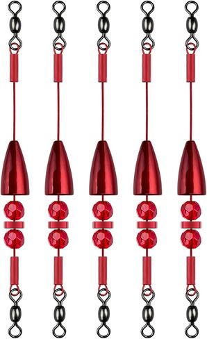Carolina Rig for Bass Fishing, Pre-Rigged Bullet Weight with Swivels, Ready to Use Carolina Rigs with Beads, Saltwater & Freshwater Fishing Tackle in Kuwait