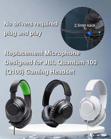 Replacement Game Microphones for JBL Quantum 100 Gaming Headsets | Q100 Noise Cancelling Mic with Foam Windscreen for Clear In-Game on PS5 PS4 PC Xbox, 2.5mm Plug in Saudi Arabia