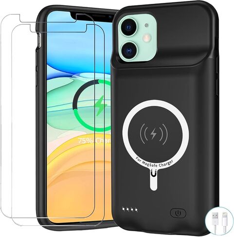 Battery Case for iPhone 14 Pro, Upgraded 10000mAh Battery Pack Rechargeable Charger Case with Carplay Wireless Charging Compatible for iPhone 14 Pro (6.1 inch) External Battery Charging Cover(Black) in Kuwait