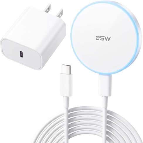 MagSafe Charger 25W Magnetic Wireless Charger Charging Pad with 30W Adapter | 30W USB C adapter and 4.2FT Type C cable, compatible with iPhone 17/16/15/14/13/12 Series and AirPods 4/3/2/Pro in Kuwait