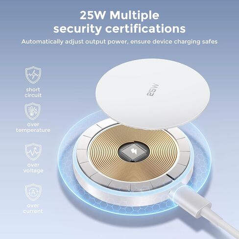 MagSafe Charger 25W Magnetic Wireless Charger Charging Pad with 30W Adapter | 30W USB C adapter and 4.2FT Type C cable, compatible with iPhone 17/16/15/14/13/12 Series and AirPods 4/3/2/Pro in Kuwait