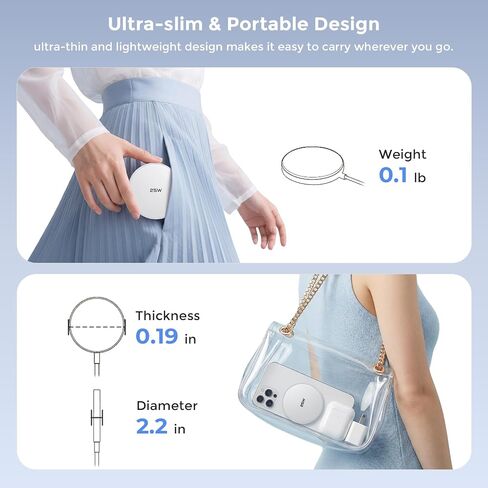 MagSafe Charger 25W Magnetic Wireless Charger Charging Pad with 30W Adapter | 30W USB C adapter and 4.2FT Type C cable, compatible with iPhone 17/16/15/14/13/12 Series and AirPods 4/3/2/Pro in Kuwait