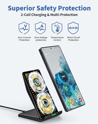 Fast Wireless Charger for Samsung, 15W Wireless Charging Stand Desk Phone Charger Stand with PD 20W USB C Plug Adapter for Samsung Galaxy S24 Ultra S24+ S23 S22 S21 S20, Pixel 8 7 Pro, iPhone 17 16 15 in Saudi Arabia