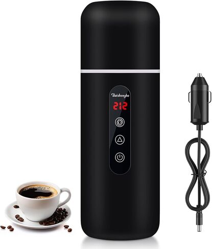 Car Kettle,Portable Electric Travel Kettle,12V/24V Car Coffee Warmer,420ML Hot Water Boiler,Small Hot Water Heater, Mini Hot Water Boiler with Built-in Magnetic Induction Stirring for Tea Coffee Milk in Saudi Arabia
