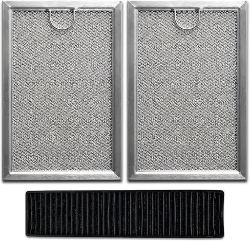3-Pack Microwave Filter Set Fits for GE JVM7195SK6SS, PNM9216SK5SS, JVM7195EK5ES JNM7196DK5BB, JVM7195DK5WW, JNM7196SK6SS – Microwave Oven Grease & Charcoal Filter Replacement Part, Aluminum Mesh in Kuwait