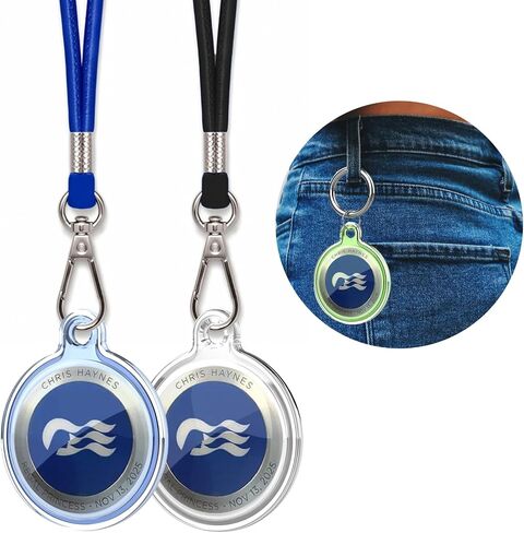 2 Pack Princess Medallion Holder Lanyard, Waterproof Keychain Case Princess Cruise Essentials, Fits 2025 2026 Medallion (Clear-Blue&White) in Saudi Arabia