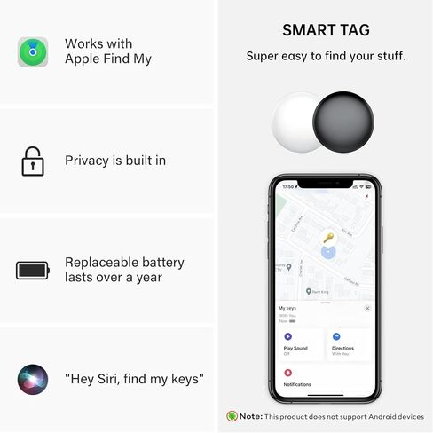 Air Tracker Tags 2 Pack [Apple MFi Certified], Key Finder Works with Find My iOS Only, No App Needed, Bluetooth Tracker for Keys Wallet Luggage Backpack, IP67 Waterproof Silicone Case, 365-Day Battery in Saudi Arabia