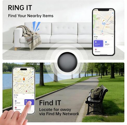 Air Tracker Tags 2 Pack [Apple MFi Certified], Key Finder Works with Find My iOS Only, No App Needed, Bluetooth Tracker for Keys Wallet Luggage Backpack, IP67 Waterproof Silicone Case, 365-Day Battery in Saudi Arabia
