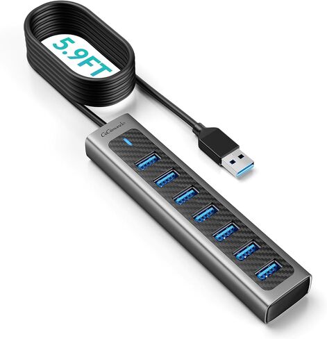 GiGimundo USB 3.0 Hub, 7-Port USB Extender Hub with 3.3FT Long Cable, USB Splitter, Aluminum High-Speed 5Gbps USB Hub for PC, Laptop, Desktop, Computer, PS5, XPS(Gray,1M) | USB Extender Hub 5Gbps for Desktop, PC, Flash Drive, Mobile HDD, Windows/XPS, 1m in Saudi Arabia