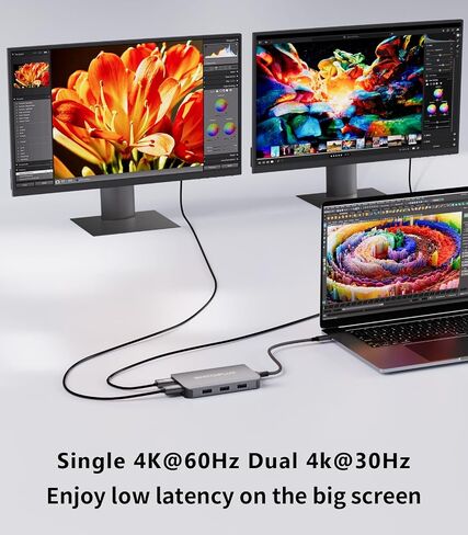 Laptop Docking Station Dual Monitor,USB C to Dual HDMI Adapter | 6 in 1 USB C Hub with 4K60Hz HDMI,3USB Port,100WPD Charging Ports,Compatible for MacBook Air/Pro,iPad Pro,Dell XPS in Kuwait