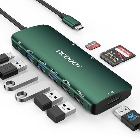 USB C Hub Docking Station, 9-in-1 Multi-Port USB Adapter, 4K@60Hz HDMI, 100W Max PD, 3 USB3.0(5Gbps) + 2 USB2.0 Data Ports, SD/TF Card Reader for MacBook, iPad Pro, Dell, HP, Lenovo, Windows Laptop in Saudi Arabia