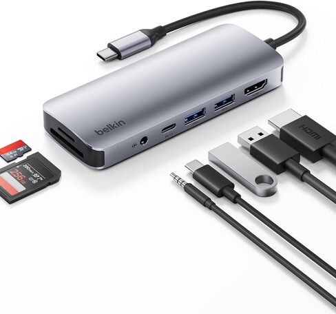 Belkin USB C Hub, 4-in-1 Multi-Port Laptop Dock with 4K HDMI, USB C Docking Station with 100 Watt Pass-Through Power Delivery, 2 X USB A Ports For MacBook Pro, Air, iPad Pro, Chromebook and More in Saudi Arabia