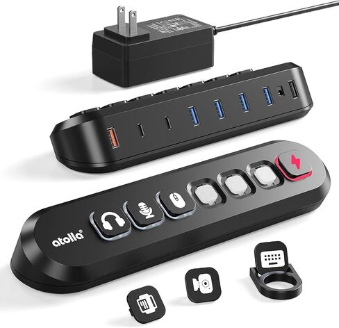 Powered USB Hub, atolla 7-Port USB 3.0 hub (6 Superspeed Transfer Ports+ 1 Fast Charging Port) with Swappable Illuminated Icon Switch and 12V/3A Power Adapter for Windows, MacOS, ChromeOS, Linux in Saudi Arabia