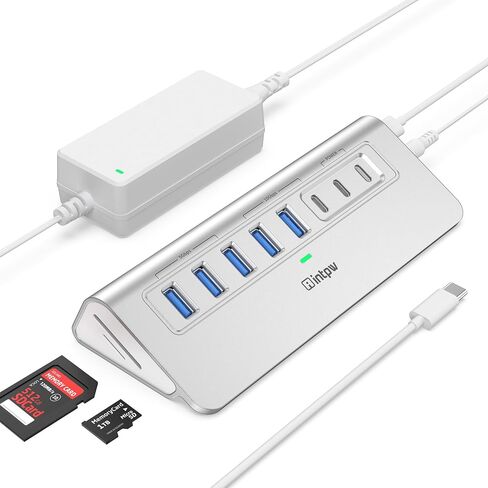 Powered USB Hub 10Gbps, intpw YH6AC Plus 10-Port USB 3.2 Hub(USB A/USB C 3.2+3 USB-A 3.0+2 PD 45W Fast Charging Ports+SD/TF Card Reader), 65W Power Adapter,Aluminum USB HUB for PC/Laptop,iPhone 17/16 in Saudi Arabia