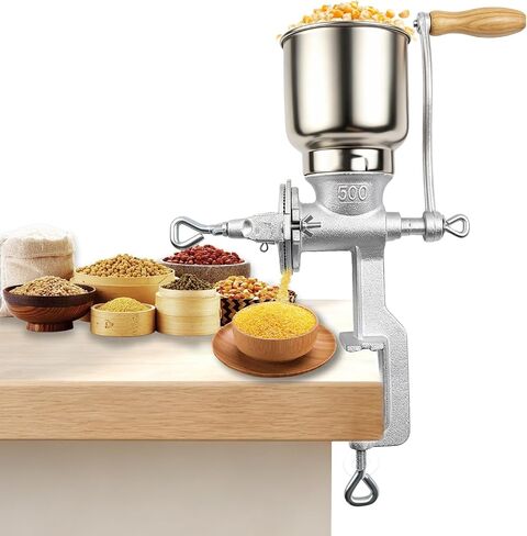 7.5 lb Cast Iron Manual Grain Mill with High Hopper For Domestic Use | Cast Iron Corn Hand Manual Grinder, Wheat Grinder For Corn, Rice, Soybeans, Pepper, Spice, Chickpeas, Coffee, 5Y Warranty in Saudi Arabia