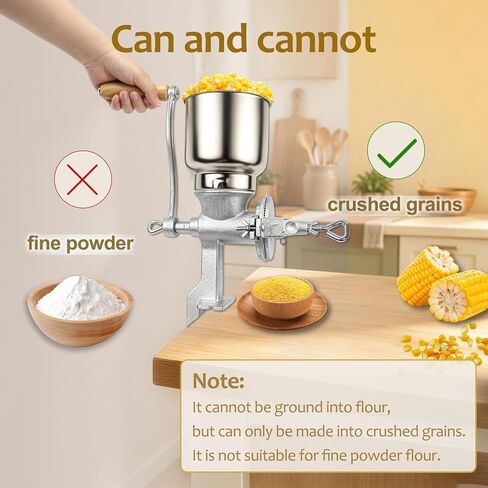7.5 lb Cast Iron Manual Grain Mill with High Hopper For Domestic Use | Cast Iron Corn Hand Manual Grinder, Wheat Grinder For Corn, Rice, Soybeans, Pepper, Spice, Chickpeas, Coffee, 5Y Warranty in Saudi Arabia