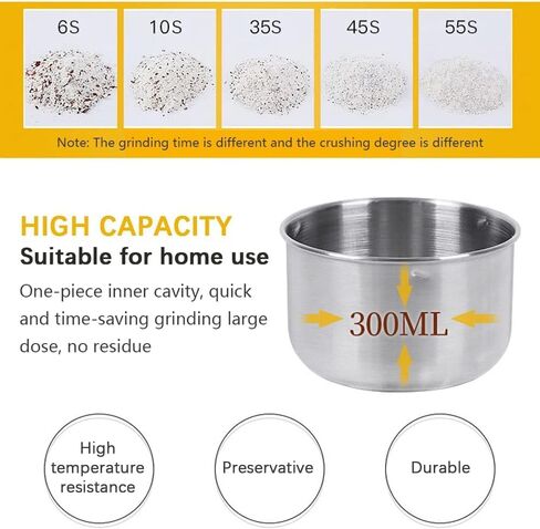300g Grain Mill Grinder, 304 Stainless Steel Grain Mill High Speed Commercial Spice Grinder, Ultrafine Grain Household Flour Mill, Hom Kitchen in Saudi Arabia
