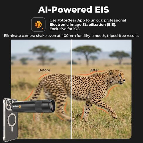 Fotorgear mini 400mm Telephoto Lens for iPhone & Android, T‑Mount, Zoom Lens with Universal Lens Clip Cleaning Cloth 17mm Eyecup Carrying Case for Hiking Camping Wildlife Observation Concert Watching in Saudi Arabia