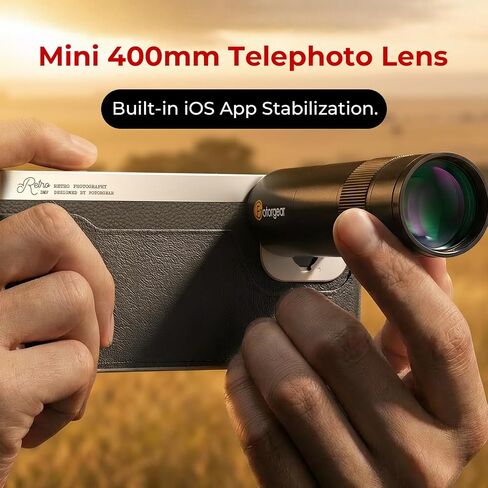 Fotorgear mini 400mm Telephoto Lens for iPhone & Android, T‑Mount, Zoom Lens with Universal Lens Clip Cleaning Cloth 17mm Eyecup Carrying Case for Hiking Camping Wildlife Observation Concert Watching in Saudi Arabia
