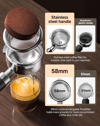 AMZCHEF 58mm PID Espresso Machine with Pressure Gauge & Steam Wand for Home | 58mm Professiona\PID Temperature Control\Pressure Gauge\10mm Steam Wand in Kuwait