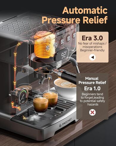 AMZCHEF 58mm PID Espresso Machine with Pressure Gauge & Steam Wand for Home | 58mm Professiona\PID Temperature Control\Pressure Gauge\10mm Steam Wand in Kuwait