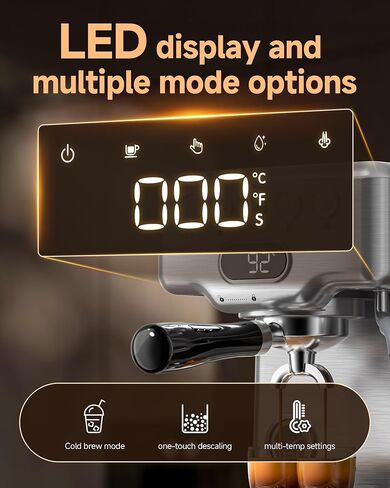 AMZCHEF 58mm PID Espresso Machine with Pressure Gauge & Steam Wand for Home | 58mm Professiona\PID Temperature Control\Pressure Gauge\10mm Steam Wand in Kuwait