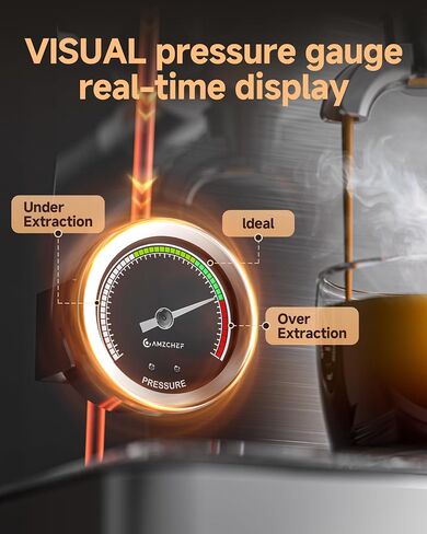 AMZCHEF 58mm PID Espresso Machine with Pressure Gauge & Steam Wand for Home | 58mm Professiona\PID Temperature Control\Pressure Gauge\10mm Steam Wand in Kuwait