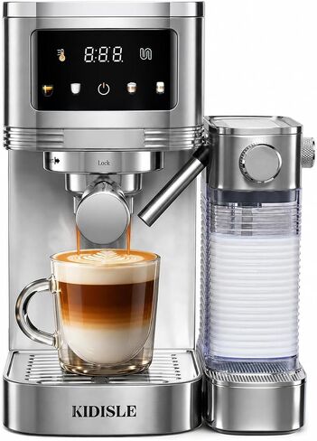 KIDISLE 20 Bar Espresso Machine with Auto Milk Frother & Touchscreen, 1350W | Dual Boiler 1350W Brew +1000W Froth, Pre-Infusion Rich Crema, 44oz Water + 24oz Milk, 3-in-1 Espresso, Cappuccino, Latte in Saudi Arabia