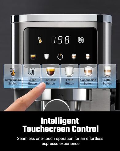 KIDISLE 20 Bar Espresso Machine with Auto Milk Frother & Touchscreen, 1350W | Dual Boiler 1350W Brew +1000W Froth, Pre-Infusion Rich Crema, 44oz Water + 24oz Milk, 3-in-1 Espresso, Cappuccino, Latte in Saudi Arabia