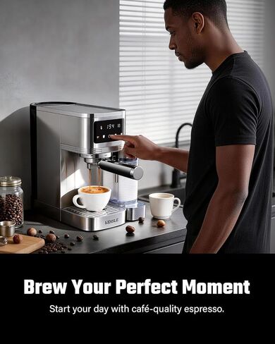 KIDISLE 20 Bar Espresso Machine with Auto Milk Frother & Touchscreen, 1350W | Dual Boiler 1350W Brew +1000W Froth, Pre-Infusion Rich Crema, 44oz Water + 24oz Milk, 3-in-1 Espresso, Cappuccino, Latte in Saudi Arabia