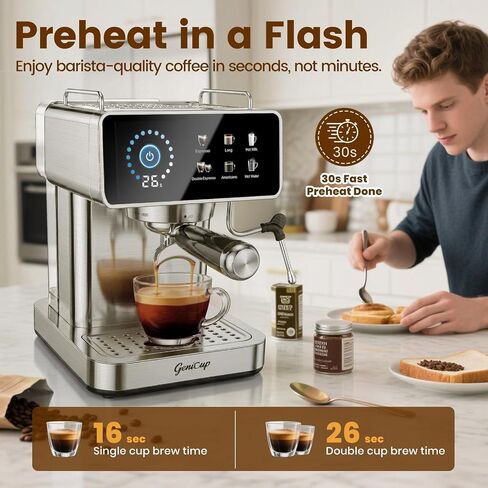 Touchscreen Espresso Machines with Timer, 51oz Water Tank, 20 Bar | Expresso Coffee Machines Professional Stainless Steel Coffee Maker for Latte Americano, Cappuccino Machine for Home Office in Saudi Arabia