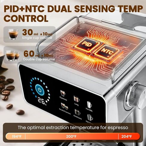 Touchscreen Espresso Machines with Timer, 51oz Water Tank, 20 Bar | Expresso Coffee Machines Professional Stainless Steel Coffee Maker for Latte Americano, Cappuccino Machine for Home Office in Saudi Arabia