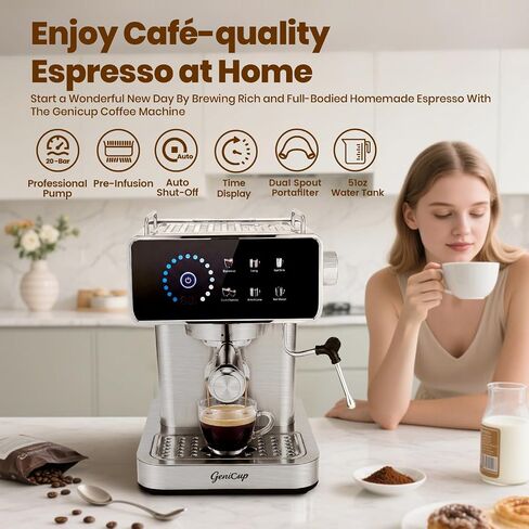 Touchscreen Espresso Machines with Timer, 51oz Water Tank, 20 Bar | Expresso Coffee Machines Professional Stainless Steel Coffee Maker for Latte Americano, Cappuccino Machine for Home Office in Saudi Arabia