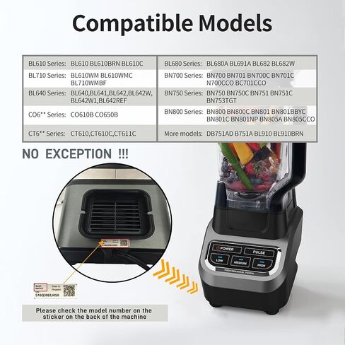 Blender Lid Replacement for Ninja Pitcher,Blender Top Replacement Parts Compatible BL610 BL642 BL682 BN701 BN751 BN700 BN801 Compatible Only with the New 72 OZ Wide Jar in Saudi Arabia